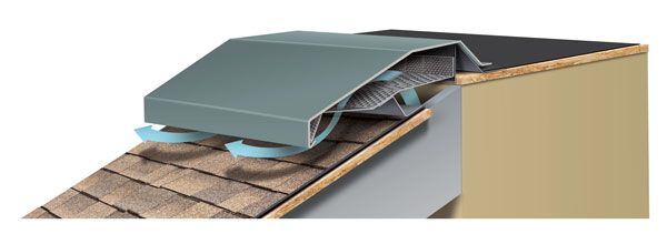 Hi-Perf Ridge Vent, Sloped Roof Meets Flat Roofed